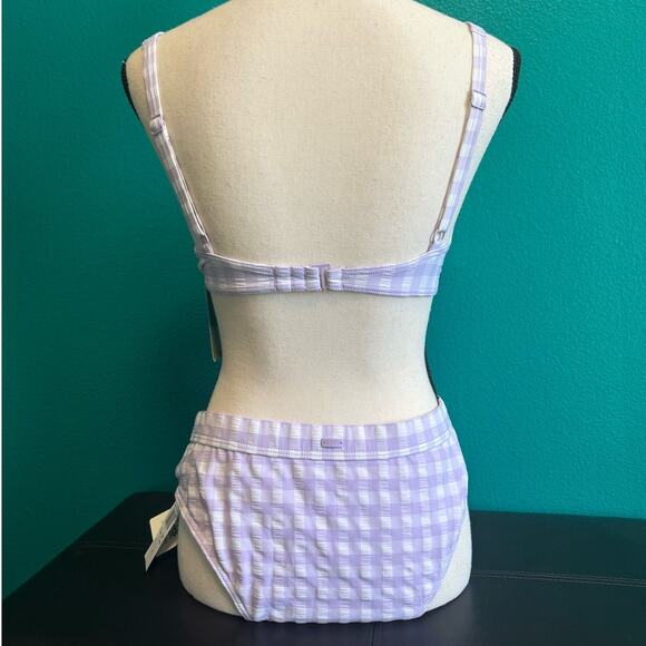 Roxy Heart The Check Lavender Gingham Checker Bikini M/XL NWT - Picture 4 of 12